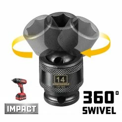 Powerbuilt 3/8" Drive 6 Pt. Metric Universal Impact Socket 14mm - 647226 8 Powerbuilt 3/8" Drive 6 Pt. Metric Universal Impact Socket 14mm - 647226 -Powerbuilt Tools Store Online 647226 03