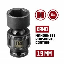 Powerbuilt 3/8" Drive 6 Pt. Metric Universal Impact Socket 19mm - 647229 7 Powerbuilt 3/8" Drive 6 Pt. Metric Universal Impact Socket 19mm - 647229 -Powerbuilt Tools Store Online 647229 02