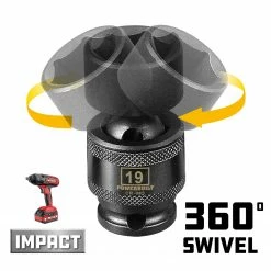 Powerbuilt 3/8" Drive 6 Pt. Metric Universal Impact Socket 19mm - 647229 8 Powerbuilt 3/8" Drive 6 Pt. Metric Universal Impact Socket 19mm - 647229 -Powerbuilt Tools Store Online 647229 03