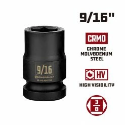 Powerbuilt 3/8 Inch Drive x 9/16 Inch 6 Point Impact Socket - 647245 -Powerbuilt Tools Store Online 647245 9 1620in 02