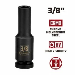 Powerbuilt 3/8 in. Drive x 3/8 in. 6 Point Deep Well Impact Socket - 647272 -Powerbuilt Tools Store Online 647272 3 820in 02