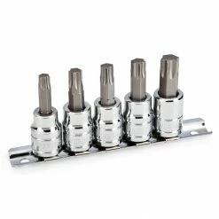 Powerbuilt 5 Pc. 3/8 in. Drive Torx Bit Socket Set, Size from T40 to T55