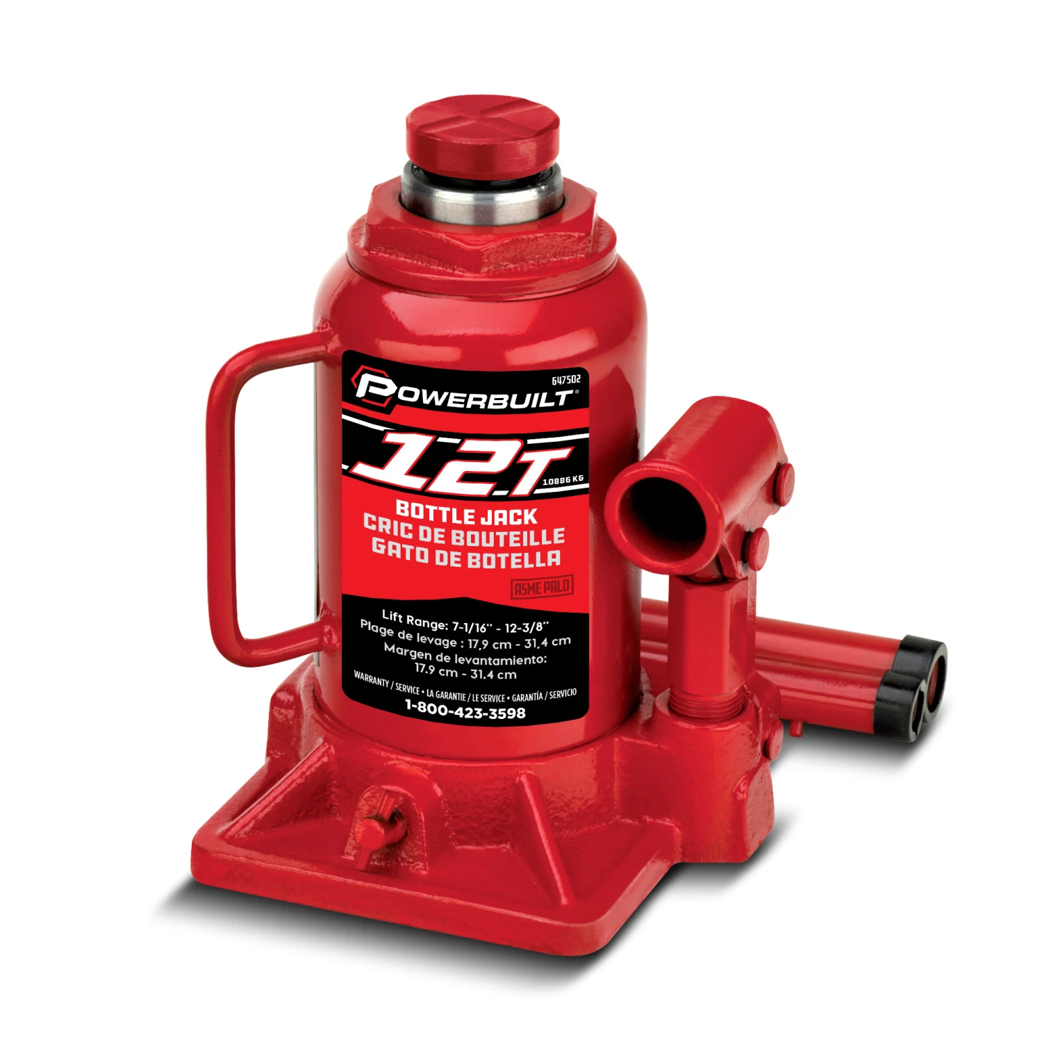Powerbuilt 12 -Ton Shorty Bottle Jack - 647502 1 Powerbuilt 12 -Ton Shorty Bottle Jack - 647502