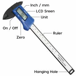 Powerbuilt 6" Carbon Fiber Composite Digital Calipers - 647740M -Powerbuilt Tools Store Online 647740m 03