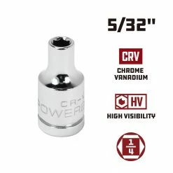 Powerbuilt 1/4 Inch Drive x 5/32 Inch 6 Point Shallow Socket - 648270 -Powerbuilt Tools Store Online 648270 5 32 02