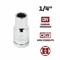 Powerbuilt 1/4 Inch Drive x 1/4 Inch 6 Point Shallow Socket - 648273 -Powerbuilt Tools Store Online 648273 1 4 02