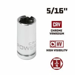 Powerbuilt 1/4 Inch Drive x 5/16 Inch 6 Point Shallow Socket - 648275 -Powerbuilt Tools Store Online 648275 5 16 02