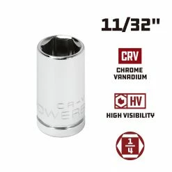 Powerbuilt 1/4 Inch Drive x 11/32 Inch 6 Point Shallow Socket - 648276 -Powerbuilt Tools Store Online 648276 11 32 02