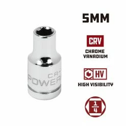 Powerbuilt 1/4 Inch Drive x 5 MM 6 Point Shallow Socket - 648281 -Powerbuilt Tools Store Online 648281 5mm 02