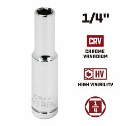 Powerbuilt 1/4 Inch Drive x 1/4 Inch 6 Point Deep Socket - 648291 -Powerbuilt Tools Store Online 648291 1 4 02