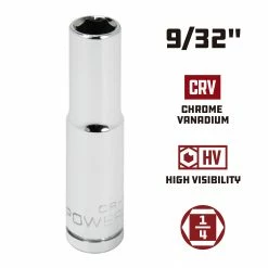 Powerbuilt 1/4 Inch Drive x 9/32 Inch 6 Point Deep Socket - 648292 -Powerbuilt Tools Store Online 648292 9 32 02