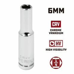 Powerbuilt 1/4 Inch Drive x 6 MM 6 Point Deep Socket - 648298 -Powerbuilt Tools Store Online 648298 6mm 02