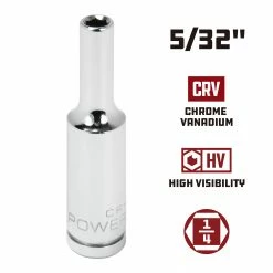 Powerbuilt 1/4 Inch Drive x 5/32 Inch 6 Point Deep Socket - 648306 -Powerbuilt Tools Store Online 648306 5 32 02