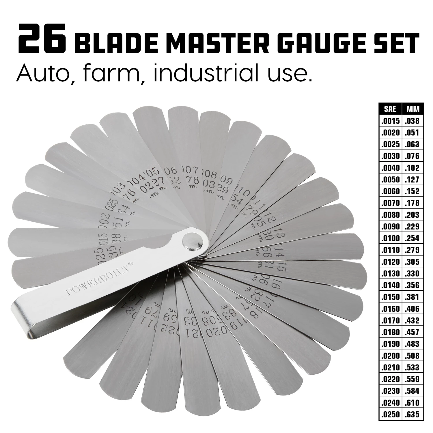 Powerbuilt 26 Blade Master Feeler Gauge Set - 648517 2 Powerbuilt 26 Blade Master Feeler Gauge Set - 648517 - Image 2