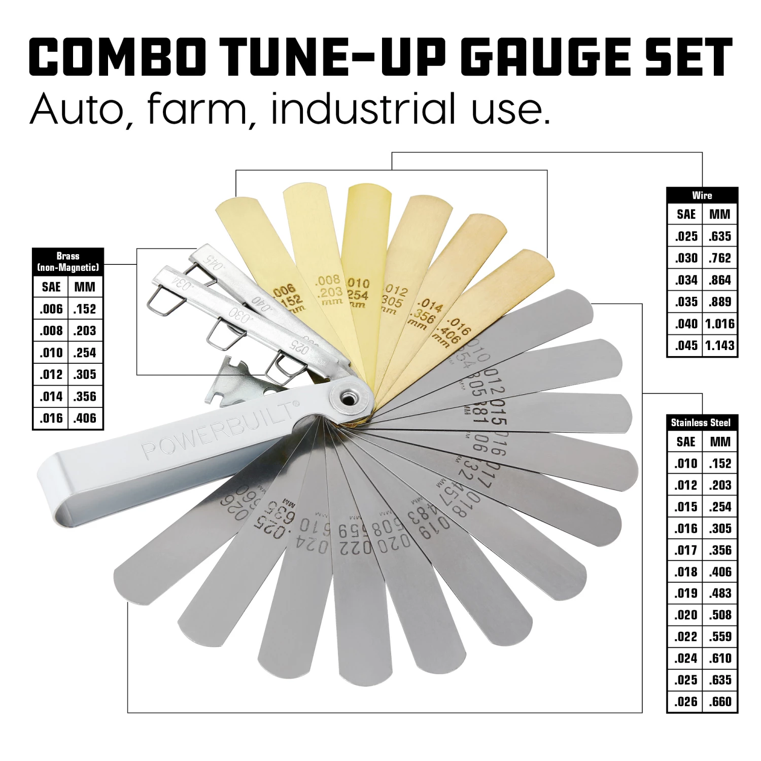 Powerbuilt 24-Blade Combo Tune-Up Gauge - 648518 2 Powerbuilt 24-Blade Combo Tune-Up Gauge - 648518 - Image 2