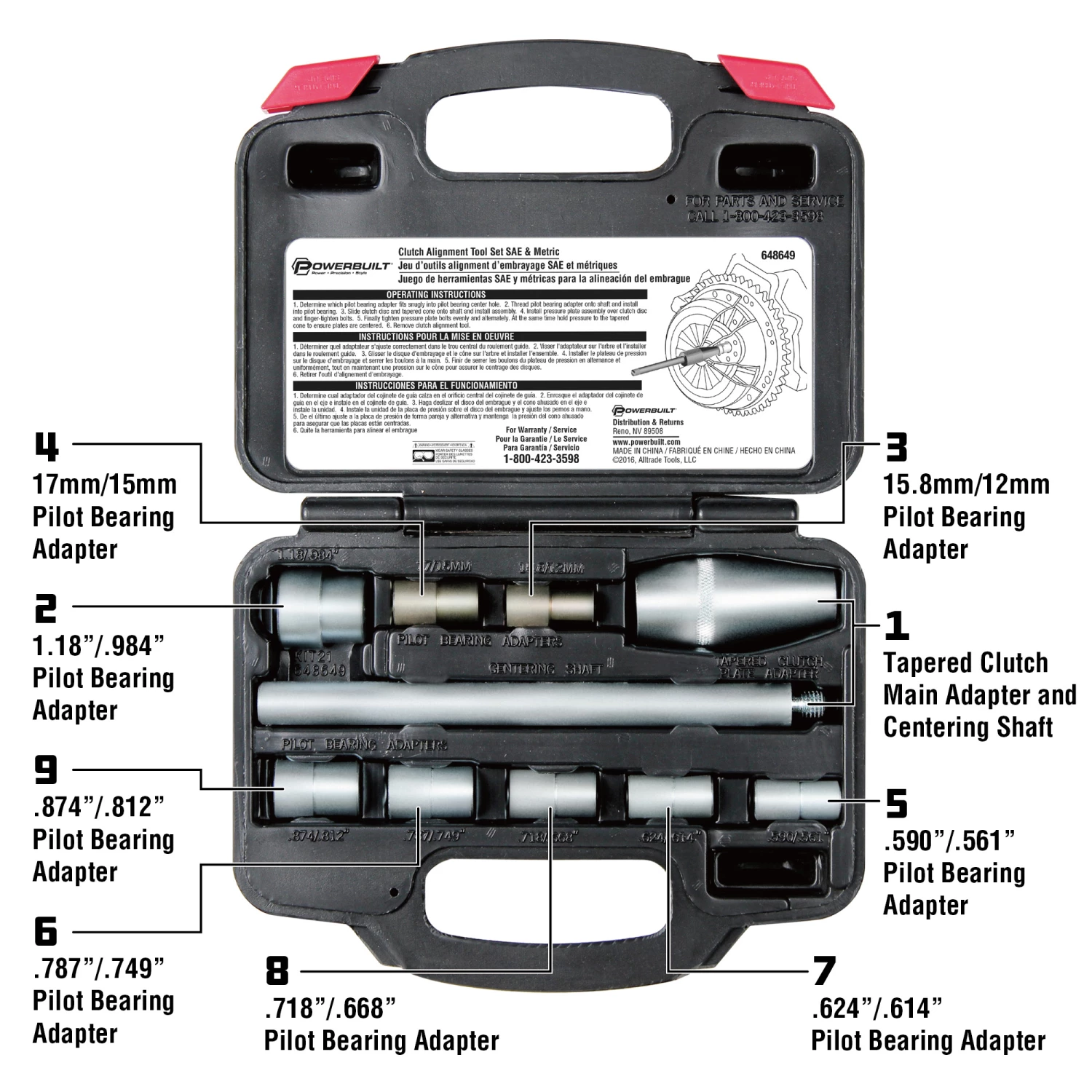 Powerbuilt SAE & Metric Clutch Alignment Tool Set - 648649 4 Powerbuilt SAE & Metric Clutch Alignment Tool Set - 648649 - Image 4