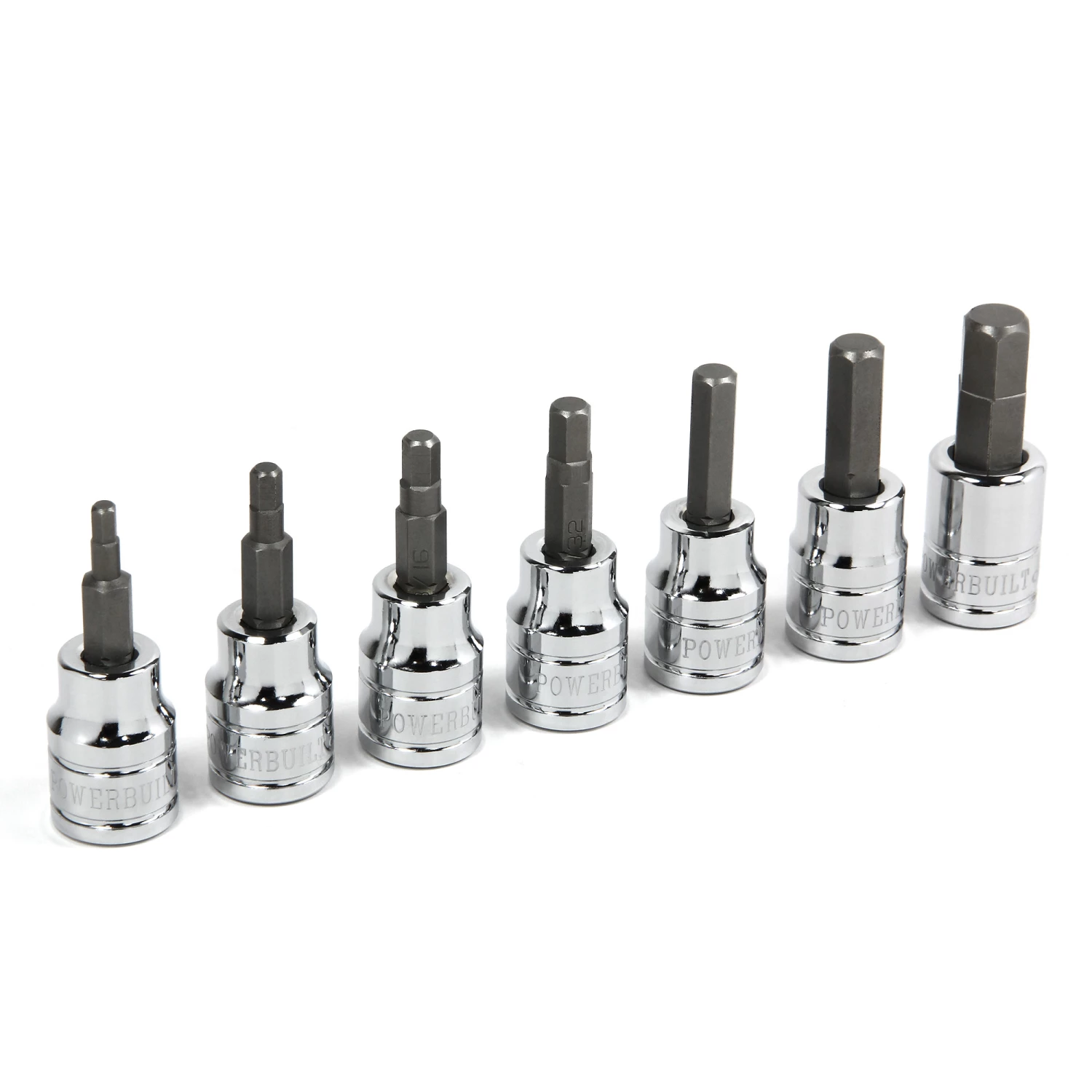Powerbuilt 7 Piece 3/8 Inch Drive SAE Hex Bit Socket Set - 648661 1 Powerbuilt 7 Piece 3/8 Inch Drive SAE Hex Bit Socket Set - 648661