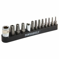 Powerbuilt 13 Pc. Tamper Resistant Star Bit Set, Tamper Torx Bits, T10 to T55