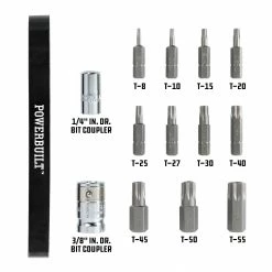 Powerbuilt 13 Pc. Tamper Resistant Star Bit Set, Tamper Torx Bits, T10 to T55 -Powerbuilt Tools Store Online 648666 03