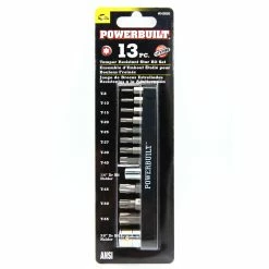 Powerbuilt 13 Pc. Tamper Resistant Star Bit Set, Tamper Torx Bits, T10 to T55 -Powerbuilt Tools Store Online 648666 04