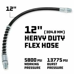 Powerbuilt 12 in. Heavy-Duty Grease Gun Flex Hose with Spring Protector -Powerbuilt Tools Store Online 648813 03