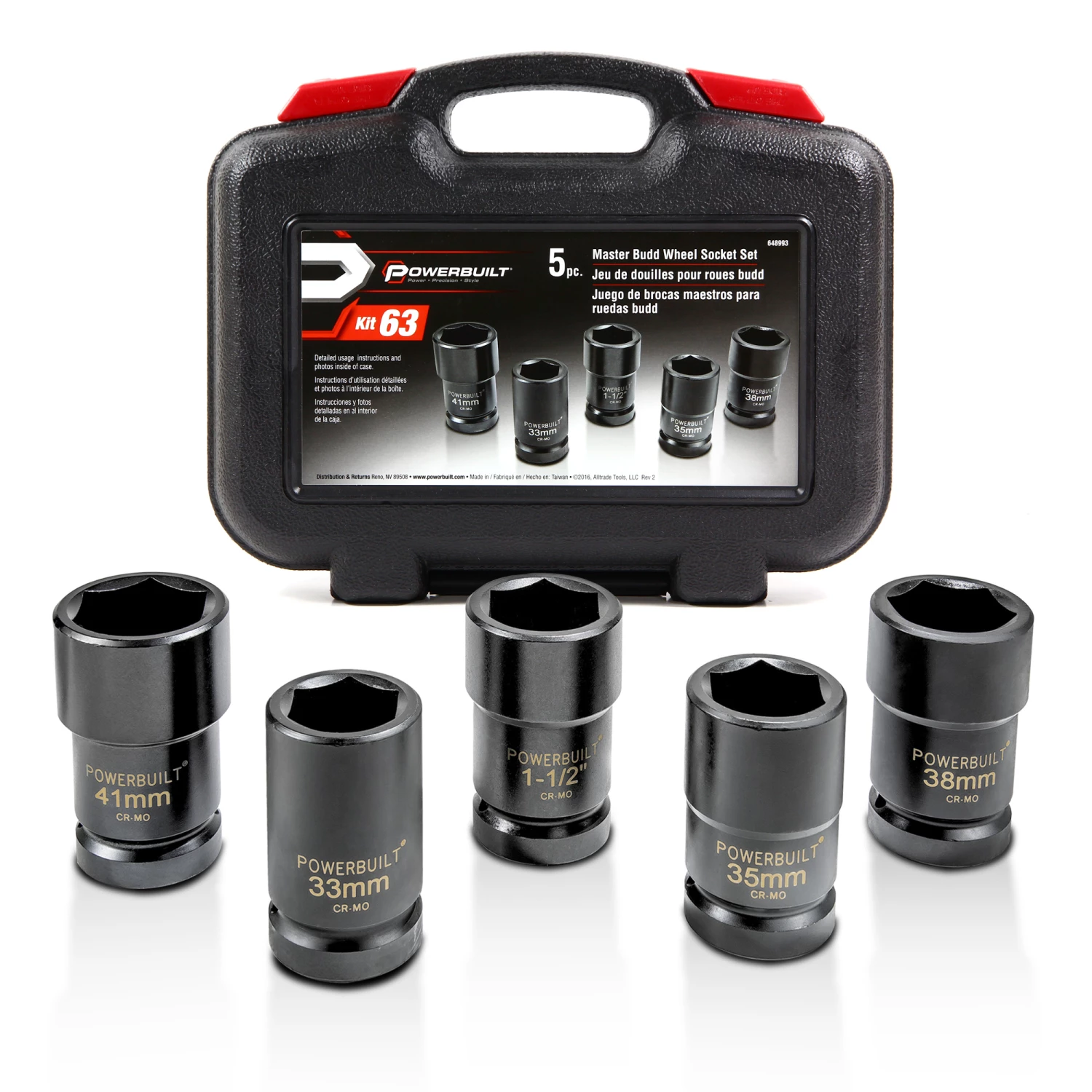 Powerbuilt 5 Piece Master Budd Wheel Socket Kit - 648993 1 Powerbuilt 5 Piece Master Budd Wheel Socket Kit - 648993