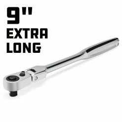Powerbuilt 3/8 Inch Drive 72 Tooth Pro Tech 9 Inch Long Reach Flex Head Ratchet with Contour Handle - 649952 -Powerbuilt Tools Store Online 649952 03