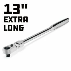 Powerbuilt 1/2 Inch Drive 72 Tooth Pro Tech 13 Inch Long Reach Flex Head Ratchet with Contour Handle - 649954 -Powerbuilt Tools Store Online 649954 03