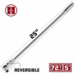 Powerbuilt 1/2 Inch Drive 72 Tooth Pro Tech 25 Inch Long Reach Flex Head Ratchet with Contour Handle - 649956 -Powerbuilt Tools Store Online 649956 02