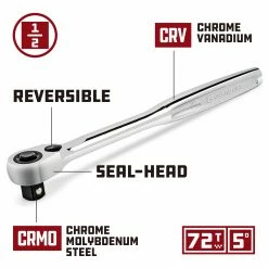 Powerbuilt 1/2 Inch Drive72 Tooth Pro Tech Ratchet with Contour Handle - 649970 -Powerbuilt Tools Store Online 649970 01