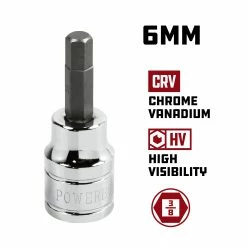 Powerbuilt 3/8 Inch Drive x 6MM Hex Bit Socket - 640556 6 Powerbuilt 3/8 Inch Drive x 6MM Hex Bit Socket - 640556 -Powerbuilt Tools Store Online 6mm20640556 02