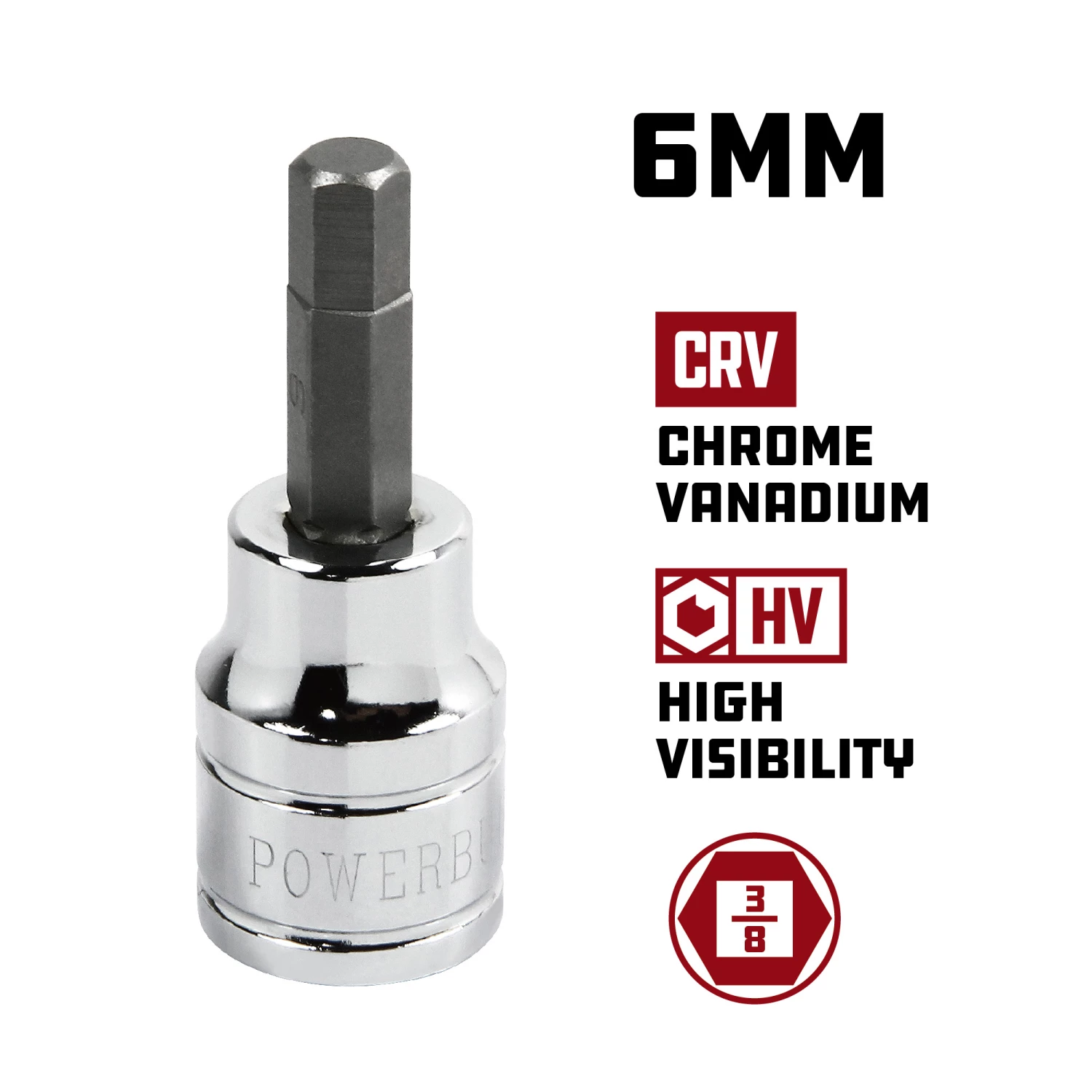 Powerbuilt 3/8 Inch Drive x 6MM Hex Bit Socket - 640556 2 Powerbuilt 3/8 Inch Drive x 6MM Hex Bit Socket - 640556 - Image 2