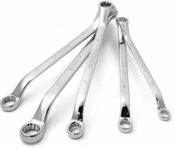 Powerbuilt 5 Piece Metric Offset Box End Wrench Set, 45 Degree Offset for Added Reach, Z-Drive Broaching Reduces Round-Off, Chr