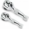 Powerbuilt 640927 1/4-Inch and 3/8-Inch Stubby Ratchet Set, 2-Piece,Silver