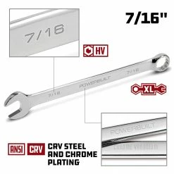 Powerbuilt 7/16 Inch Fully Polished Long Pattern SAE Combination Wrench - 640440 -Powerbuilt Tools Store Online 7 1620 02
