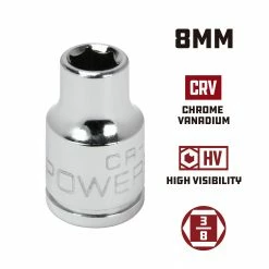 Powerbuilt 3/8 in. Drive x 8mm 6 Point Metric Socket - 940023 -Powerbuilt Tools Store Online 940023 8mm 02