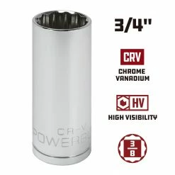 Powerbuilt 3/8 in. Drive x 3/4 in. 12 Point SAE Deep Socket - 940050 9 Powerbuilt 3/8 in. Drive x 3/4 in. 12 Point SAE Deep Socket - 940050 -Powerbuilt Tools Store Online 940050 3 4 02
