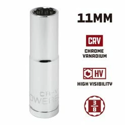 Powerbuilt 3/8 in. Drive x 11mm 12 Point Metric Deep Socket - 940061 -Powerbuilt Tools Store Online 940061 11mm 02