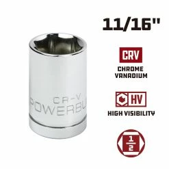 Powerbuilt 1/2-Inch Drive 6 Point SAE Socket 11/16-Inch -Powerbuilt Tools Store Online 940078 11 16 02