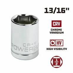Powerbuilt 1/2 in. Drive x 13/16 in. 6 Point Socket 13/16-Inch - 940080 9 Powerbuilt 1/2 in. Drive x 13/16 in. 6 Point Socket 13/16-Inch - 940080 -Powerbuilt Tools Store Online 940080 13 16 02