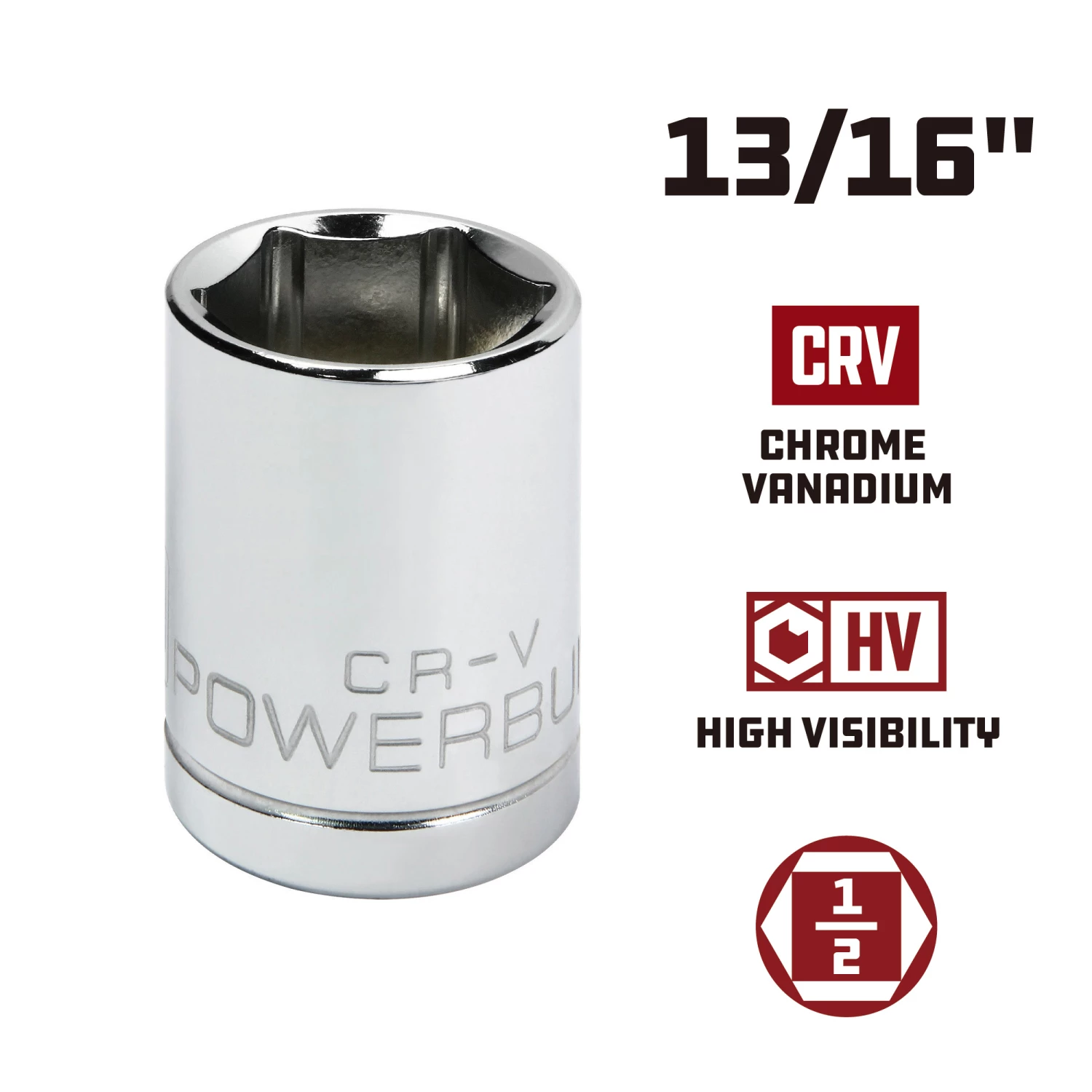 Powerbuilt 1/2 in. Drive x 13/16 in. 6 Point Socket 13/16-Inch - 940080 5 Powerbuilt 1/2 in. Drive x 13/16 in. 6 Point Socket 13/16-Inch - 940080 - Image 5