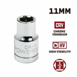 Powerbuilt 1/2 in. Drive x 11mm 6 Point Socket - 940088 -Powerbuilt Tools Store Online 940088 11mm 02