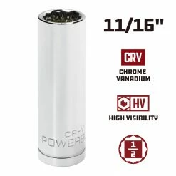 Powerbuilt 1/2 in. Drive x 11/16 in. 12 Point Deep Socket - 940133 -Powerbuilt Tools Store Online 940133 11 16 02