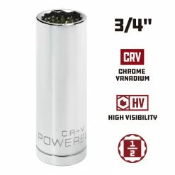 Powerbuilt 1/2 in. Drive x 3/4 in. 12 Point Deep Well Socket - 940134 -Powerbuilt Tools Store Online 940134 3 4 02