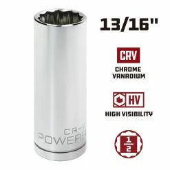 Powerbuilt 1/2 in. Drive x 13/16 in. 12 Point Deep Socket - 940135 -Powerbuilt Tools Store Online 940135 13 16 02