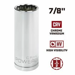 Powerbuilt 1/2 in. Drive x 7/8 in. 12 Point Deep Well Socket - 940136 -Powerbuilt Tools Store Online 940136 7 8 02
