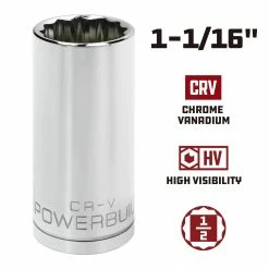 Powerbuilt 1/2 in. Drive x 1-1/16 in. 12 Point Deep Well Socket - 940139 -Powerbuilt Tools Store Online 940139 1 1 16 02