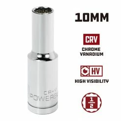 Powerbuilt 1/2 in. Drive x 10mm 12 Point Deep Socket - 940151 -Powerbuilt Tools Store Online 940151 10mm 02