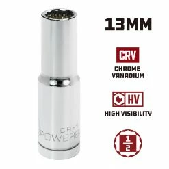Powerbuilt 1/2 in. Drive x 13mm 12 Point Deep Socket - 940154 -Powerbuilt Tools Store Online 940154 13mm 02