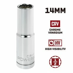 Powerbuilt 1/2 in. Drive x 14mm 12 Point Deep Socket - 940155 -Powerbuilt Tools Store Online 940155 14mm 02